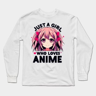 Anime Fanatic Pink-Haired Girl Design Long Sleeve T-Shirt